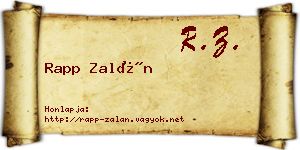 Rapp Zalán névjegykártya