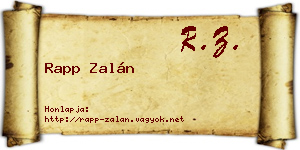 Rapp Zalán névjegykártya